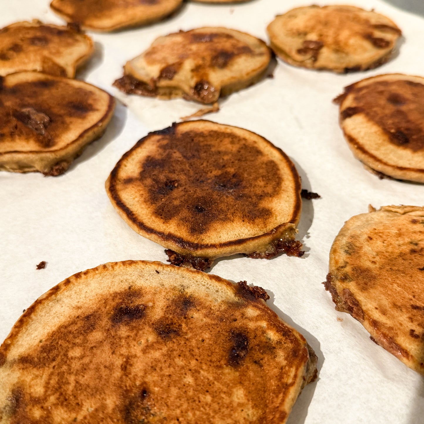 Mini Protein Chocolate Chip Banana Pancakes