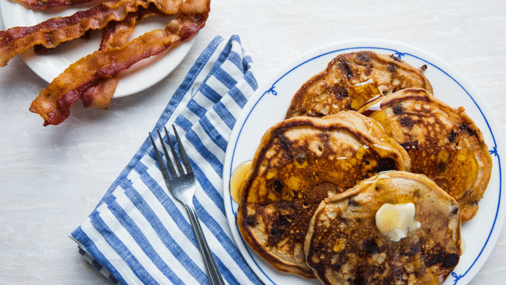Mini Protein Chocolate Chip Banana Pancakes
