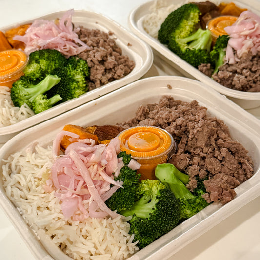 Taco Bowl: Grass-Fed Beef with White Rice & Farm Veggies