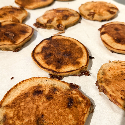Mini Protein Chocolate Chip Banana Pancakes