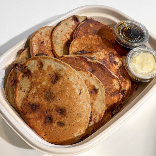 Mini Protein Chocolate Chip Banana Pancakes